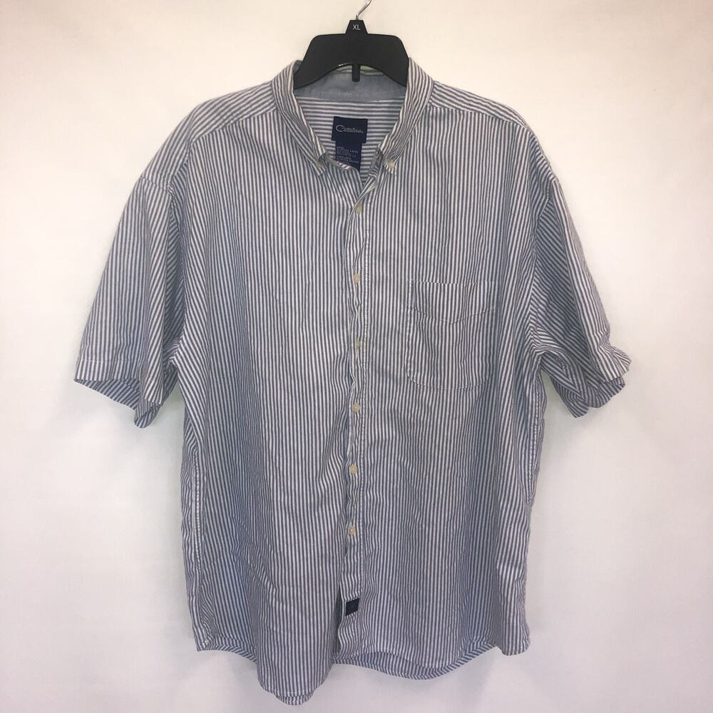 Catalina Button Up Adult XL Mens Short Sleeve Cotton Button Down Striped Shirt